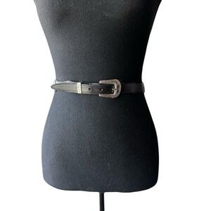 Women's Nocona Vintage Black Leather Concho Belt Western Floral Buckle Sz 28